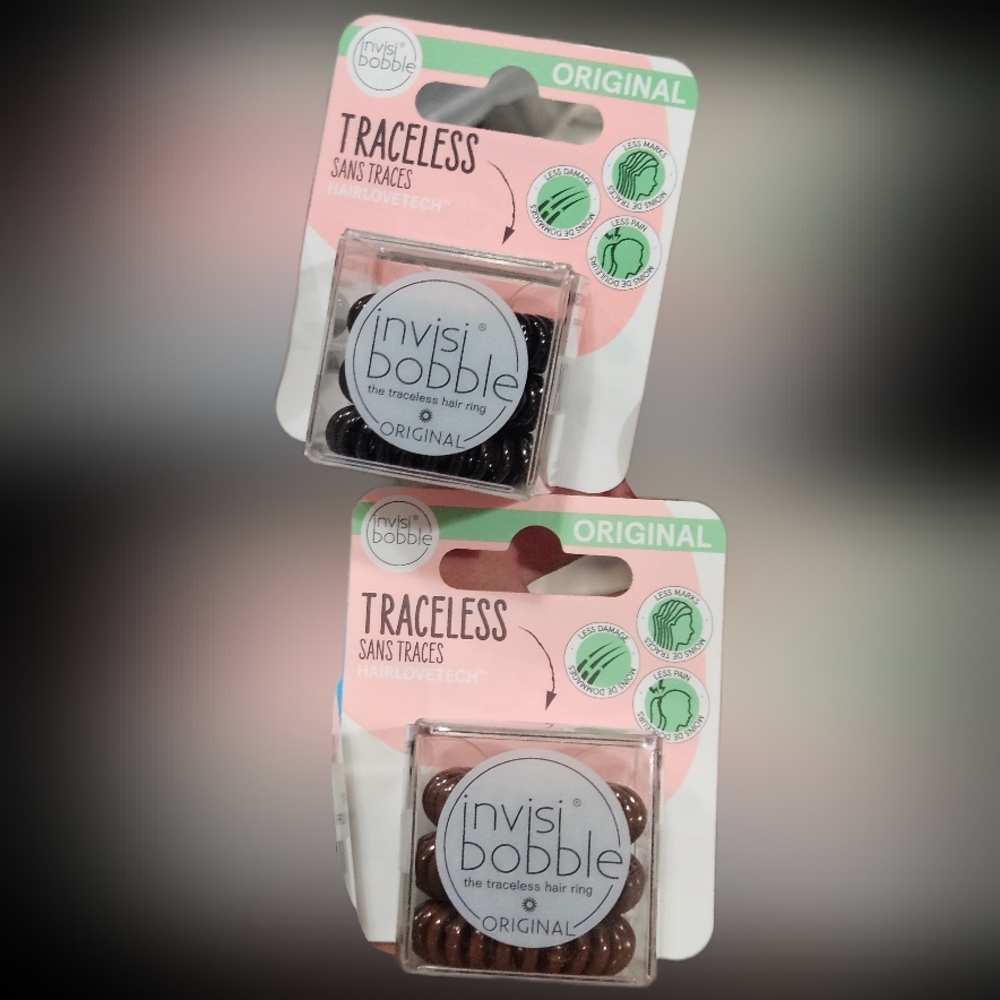 NWT 》2pks/6pcs《 INVISIBOBBLE ORIGINAL TRACELESS HAIR RINGS: BROWn + BLACK!